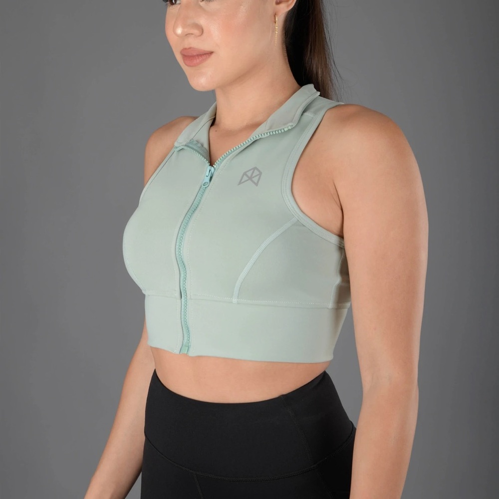 RAWGEAR WOMEN ZIP FRONT CROP SPORTS BRA